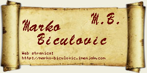 Marko Biculović vizit kartica